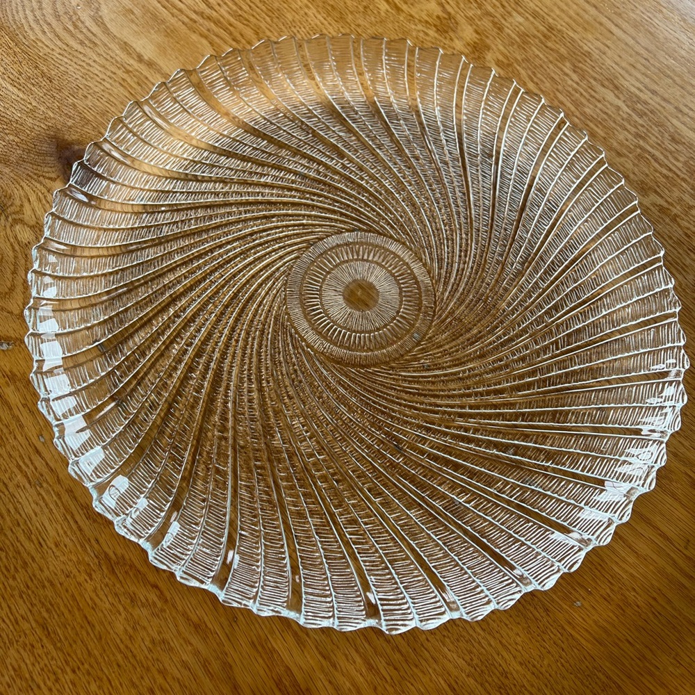 Arcoroc Seabreeze 13" Round
Serving Tray Swirl Design Clear Glass